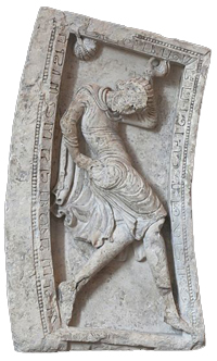 Juggler, limestone sculpture, third quarter of the 12th century. Museum of Fine Arts of Lyon