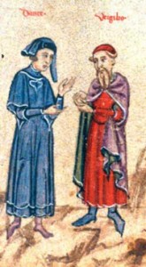 "Dante and Virgil in Conversation," from Oxford: Bodleian Library, MS. Holkham Misc. 48, p. 67. © Bodleian Library, University of Oxford.