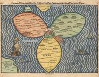 Bünting clover-leaf map. A woodcut made in 1581 in Magdeburg.