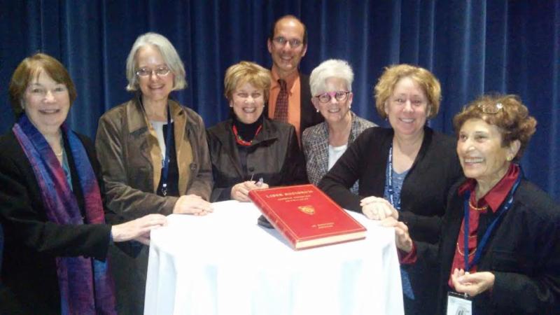 The 2015 Class of Fellows of the Medieval Academy (L-R): Katherine O'Brien O'Keeffe, Sharon Farmer, Margot Fassler, David Nirenberg, Maureen Miller, Robin Fleming, and Helen Damico (not pictured: Richard Kaeuper, Anders Winroth, and Corresponding Fellows Paul Brand, Constant Mews, and Felicity Riddy)